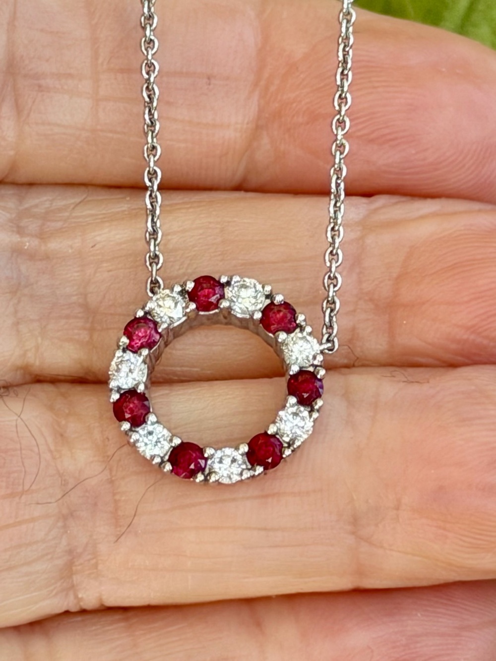 14k gold, diamond and Ruby necklace